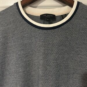 Ted Baker London Blue Crewneck Sweater with Textured Knit